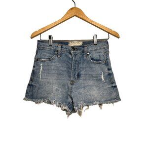 Altar D'State blue jean shorts women's size 28/7 distressed high rise fly button